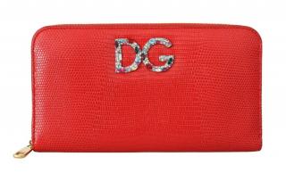 Dolce & Gabbana Red Lizard Embossed Continental Wallet