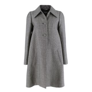 Rochas Black & White Micro-Houndstooth Wool Coat
