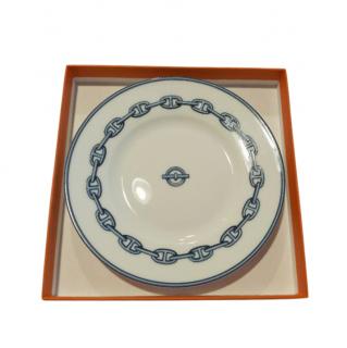 Hermes White Chaine D'Azure Porcelain Plate