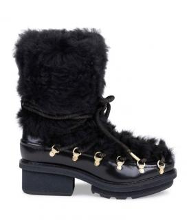3.1 Phillip Lim Black Leather and Shearling Lace-Up Boots