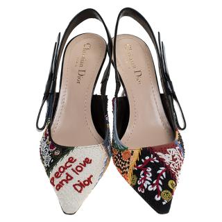 Dior Embroidered Sweet D Slingback Sandals