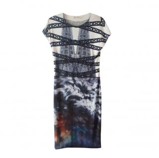 Mary Katrantzou Mixed Abstract Architectural Print Fitted Dress