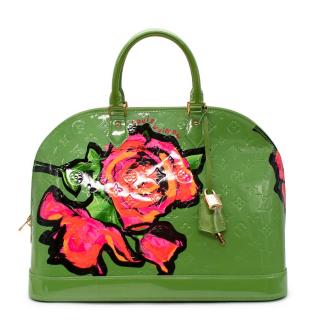 Louis Vuitton Green Monogram Vernis Roses Alma Top Handle Bag