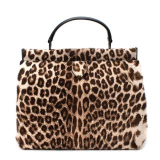 Alaia Leopard Print Pony Skin Top Handle Bag