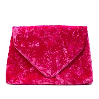 Dries Van Noten Pink Crushed Velvet Envelope Clutch