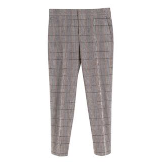 Chloe Grey Prince of Wales Check Wool Trousers