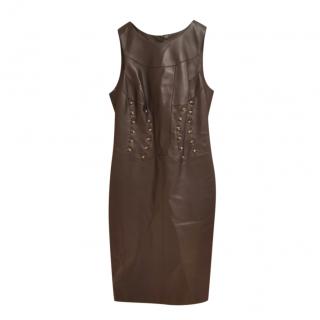 Versace Black Nappa Leather Sleeveless Dress