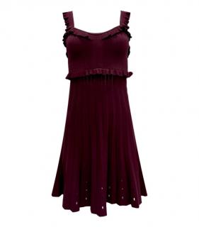 Sandro Ruffle Detail Burgundy Knit Dress