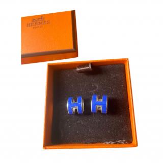 Hermes Blue Pop H Earring PHW