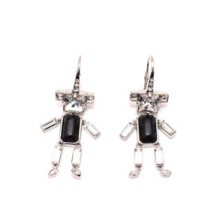 Prada Silver-Tone Metal & Clear Crystal Bear Drop Earrings