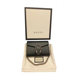 Gucci Black Leather Dionysus Coin Purse with Chain