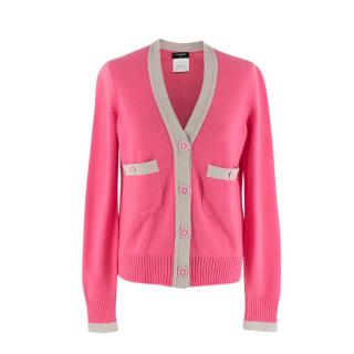 Chanel Pink & Pearl Grey Cashmere Cardigan