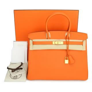 Hermes orange Epsom Leather 35cms Birkin