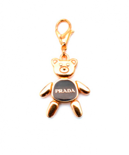  Prada Black Enamel & Gold-Tone Metal Bear Charm 