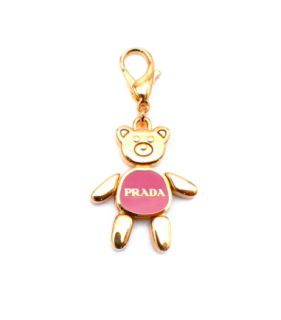 Prada Pink Enamel & Gold-Tone Metal Bear Charm
