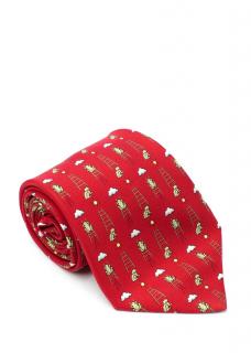 Hermes Vintage Frog & Ladders Red Silk Twill Tie