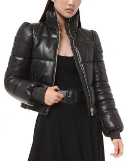 Michael Kors Collection cropped black puffed leather jacket 