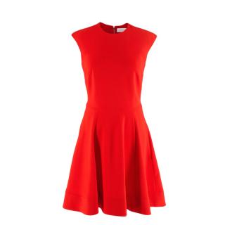 Victoria Beckham Red Sleeveless Stretch-Crepe Skater Dress