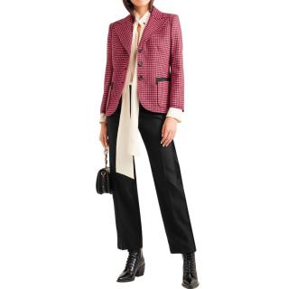 Chloe Red Wool Blend Check Tailored Jacket
