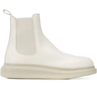 Alexander McQueen Cream Flock Hybrid Boots