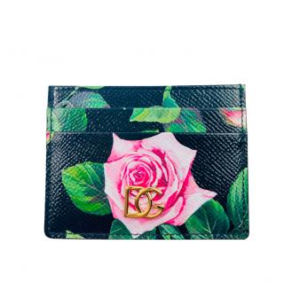Dolce & Gabbana Black Rose Print Card Holder
