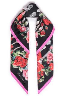 Dolce & Gabbana cutlery floral print silk-satin twill scarf 