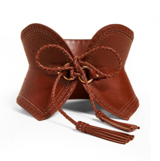 Zimmermann Cognac Leather Corset Tie Belt - Size S/M