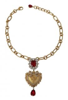 Dolce & Gabbana Crystal Heart Drop Necklace