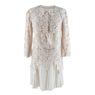 Giambattista Valli Ivory Guippure Lace & Chiffon Top & Skirt