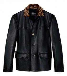 Versace Nappa Leather Jacket with Fur Collar