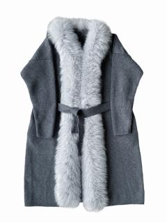 FurbySD Fox Fur Trimmed Merino Wool Coat