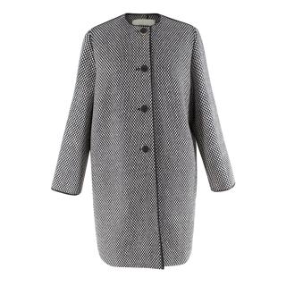 Fendi Black & White Checkerboard Collarless Coat
