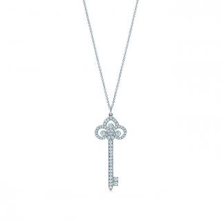 Tiffany & Co. White Gold & White Diamond Fleur de Lis Pendant Necklace