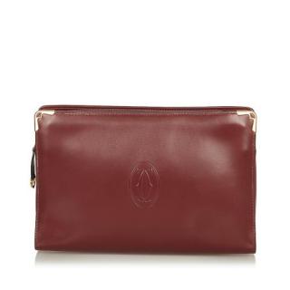 Cartier Burgundy Leather Must De Cartier Clutch Bag