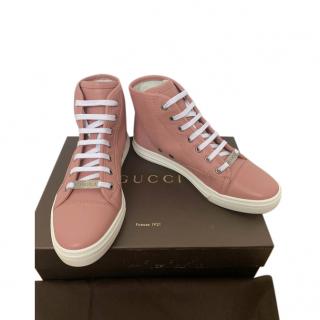 Gucci  Rose Pink Leather High Top Trainers