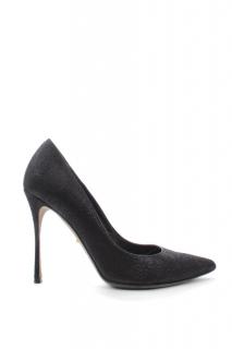 Sergio Rossi Snakeskin Effect Suede Point Toe Heeled Pumps