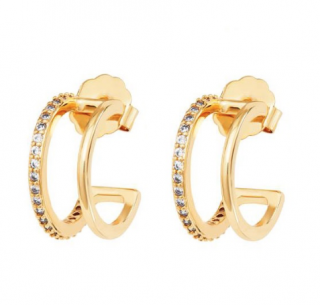 MeMe London 18ct Gold Plated Double Glam Earrings