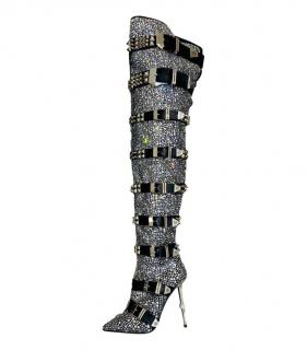 Phillipp Plein Swarovski Crystal Studded OTK Heeled Boots