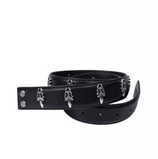 Chrome Hearts Black Leather Loaded Dagger Belt 34