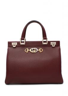 Gucci Burgundy Medium Grained Leather Zumi Tote Bag