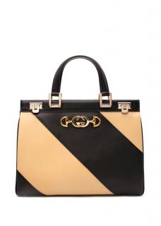 Gucci Bi-Colour Diagonal Stripe Medium Zumi Tote Bag