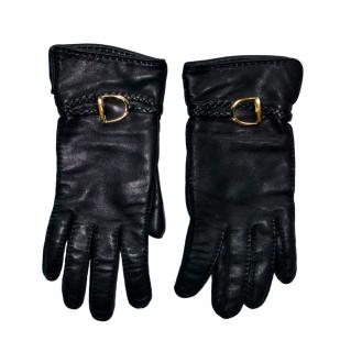 Ralph Lauren Collection Black Leather Gloves
