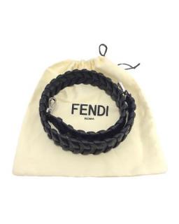Fendi Black Leather Braided Bag Strap