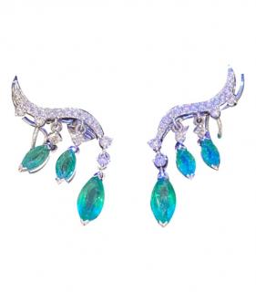 Bespoke 18ct White Gold & Emerald Climber Earrings