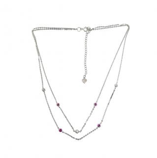 Bespoke 18ct White Gold Ruby & Diamond Necklace