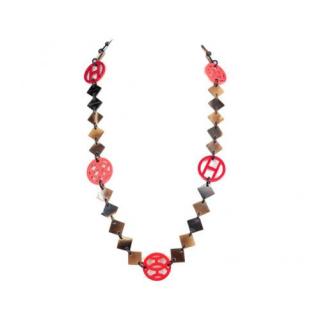 Hermes H Horn & Red Lacquered Necklace
