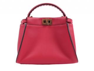 Fendi Red Leather Mini Peekaboo Bag