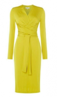 Issa Ochre Kate Fitted Wrap Dress