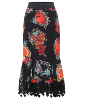 Dolce & Gabbana Sacred Heart Silk Midi Skirt