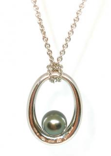 Mikimoto 10mm Tahitian pearl and white gold pendant and chain